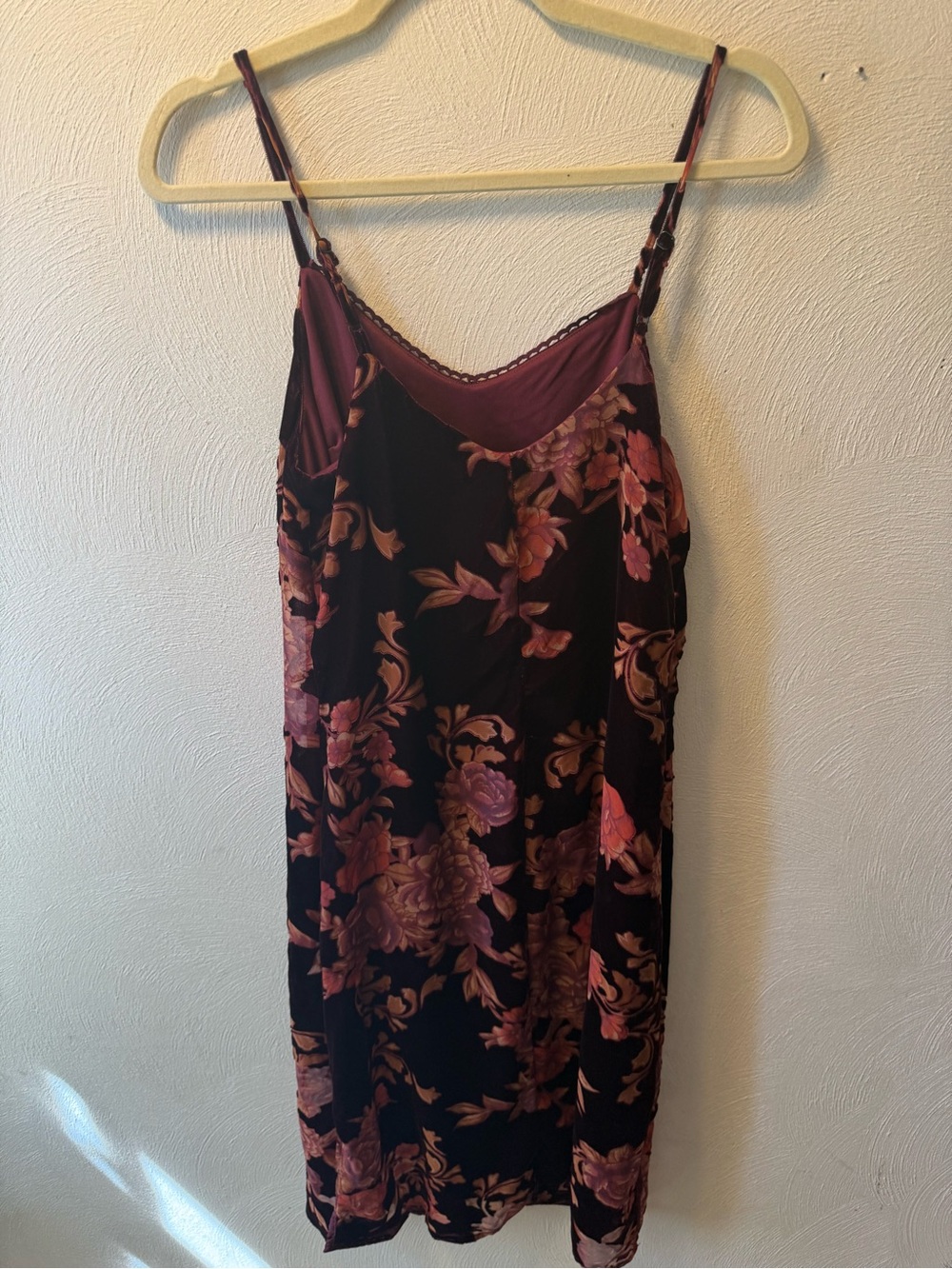B.O.G. Collective Burgundy Floral Burnout Slip Dress Whimsigoth Midi NWT XS - Picture 3 of 8